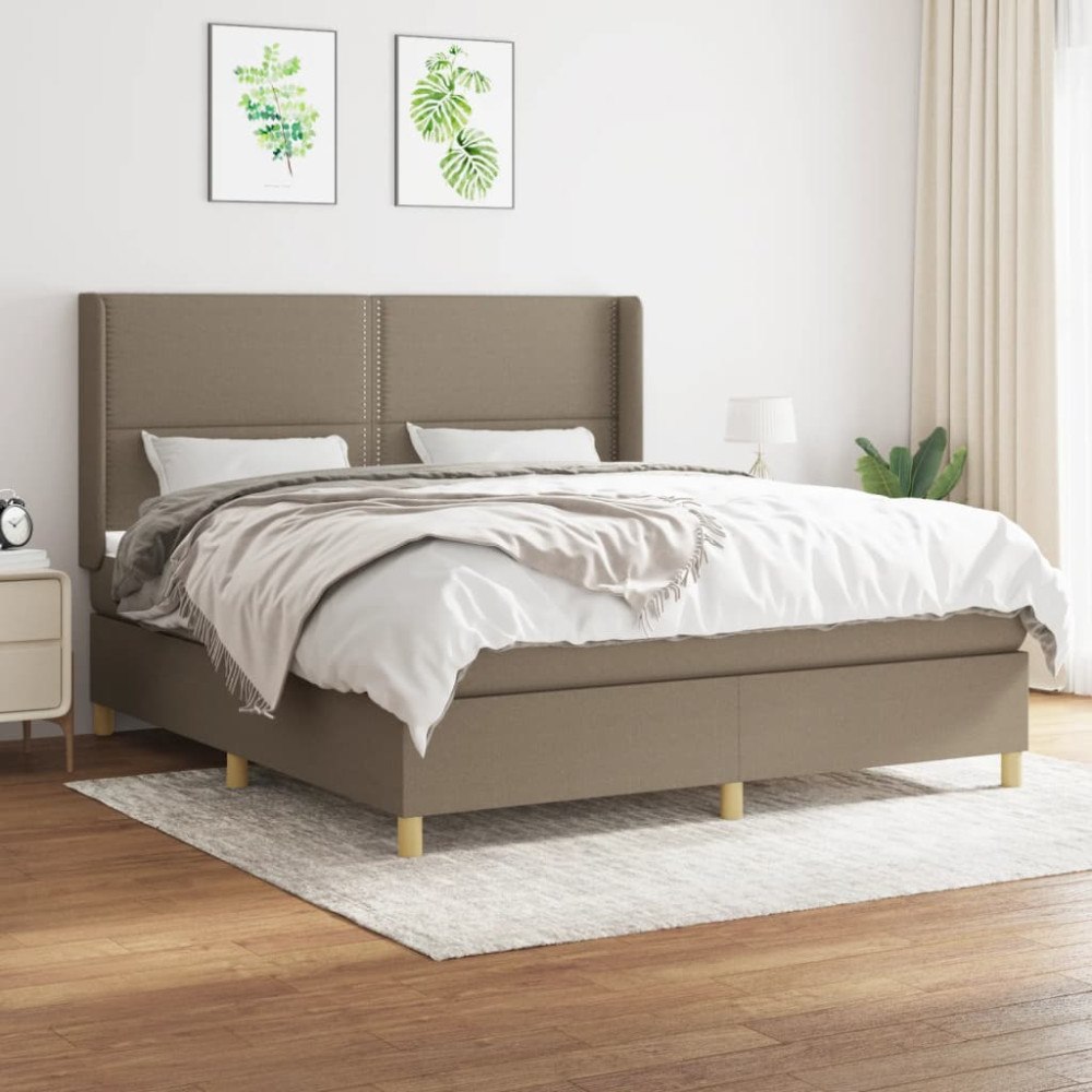 vidaXL Ramsäng med madrass taupe 160x200 cm tyg