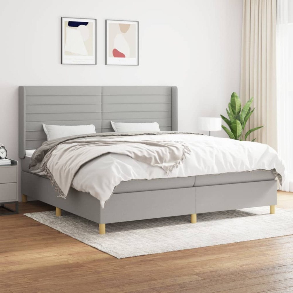 vidaXL Ramsäng med madrass ljusgrå 200x200 cm tyg