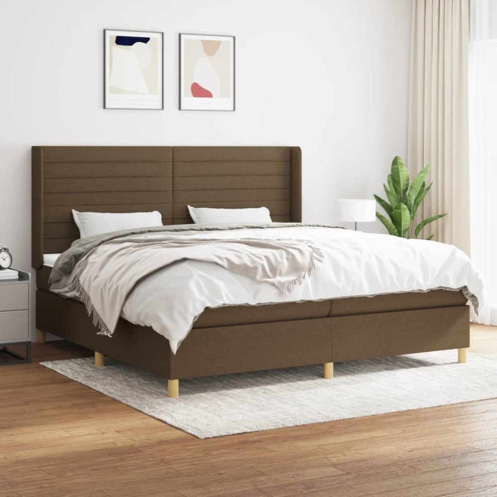 vidaXL Ramsäng med madrass mörkbrun 200x200 cm tyg