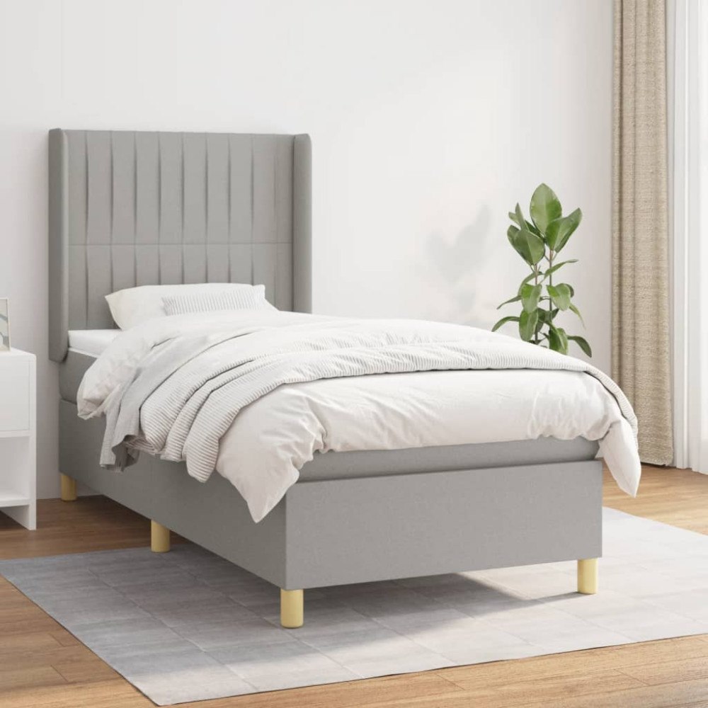 vidaXL Ramsäng med madrass ljusgrå 100x200 cm tyg