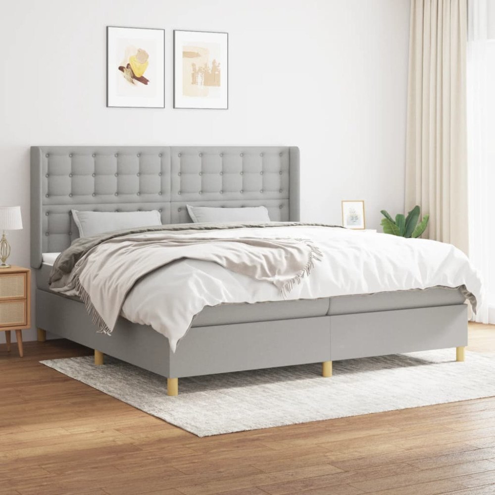 vidaXL Ramsäng med madrass ljusgrå 200x200 cm tyg