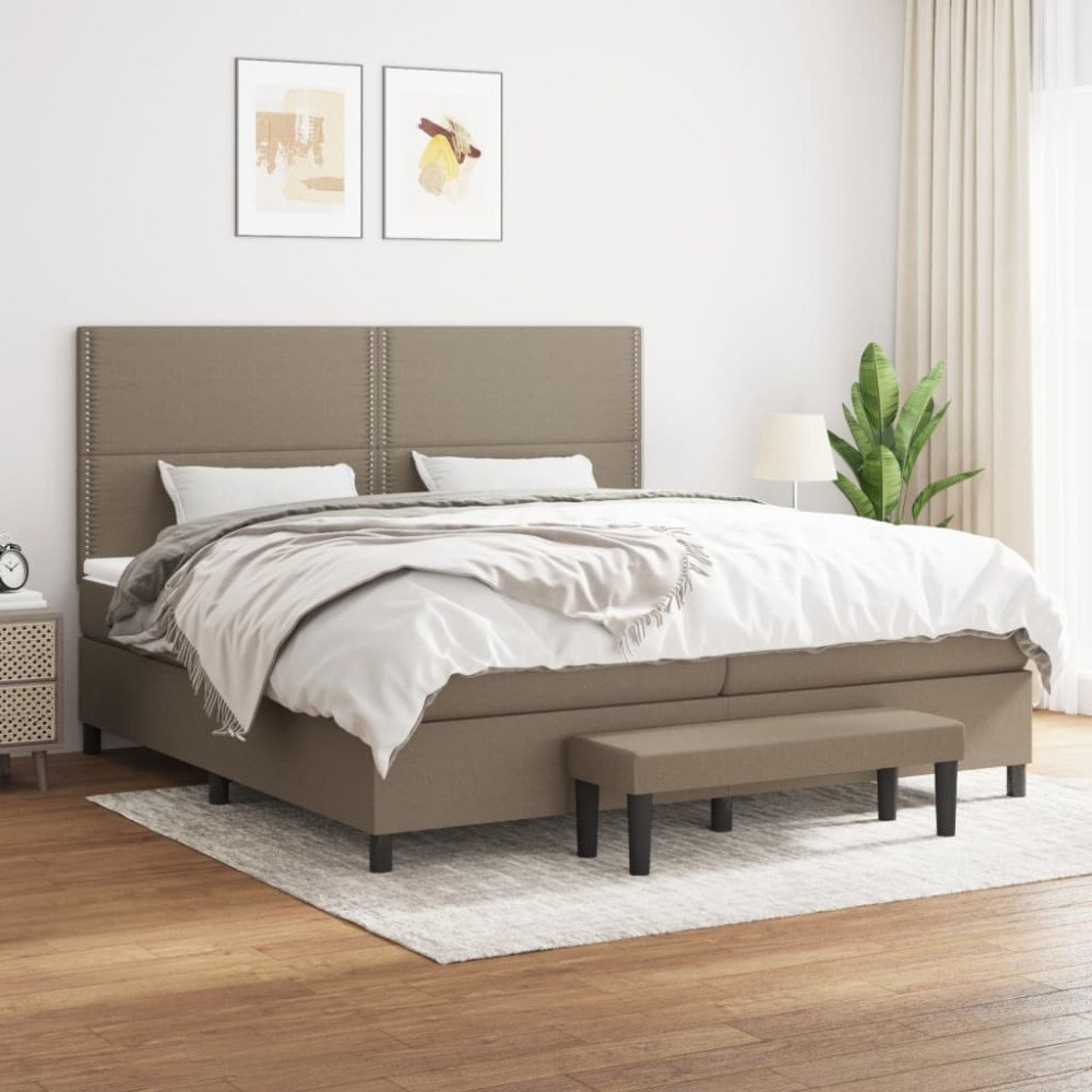 vidaXL Ramsäng med madrass taupe 200x200 cm tyg