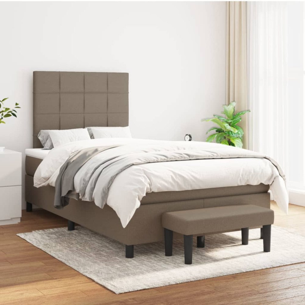 vidaXL Ramsäng med madrass taupe 120x200 cm tyg