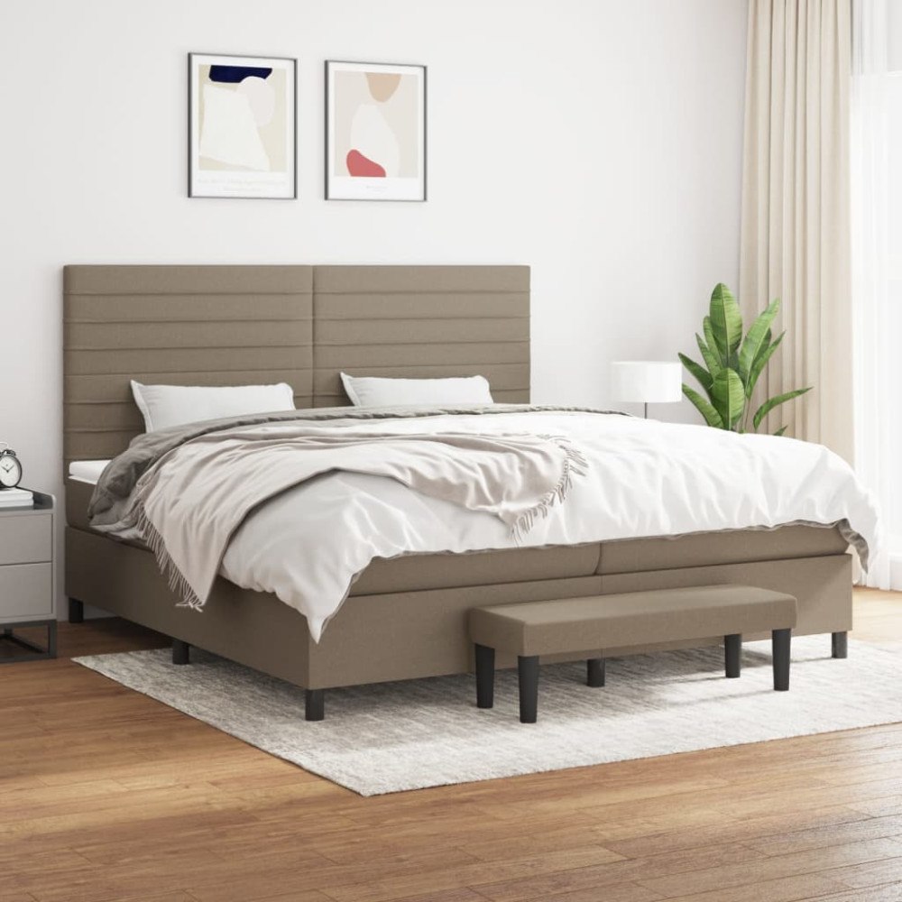 vidaXL Ramsäng med madrass taupe 200x200 cm tyg