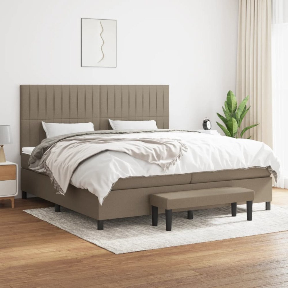vidaXL Ramsäng med madrass taupe 200x200 cm tyg