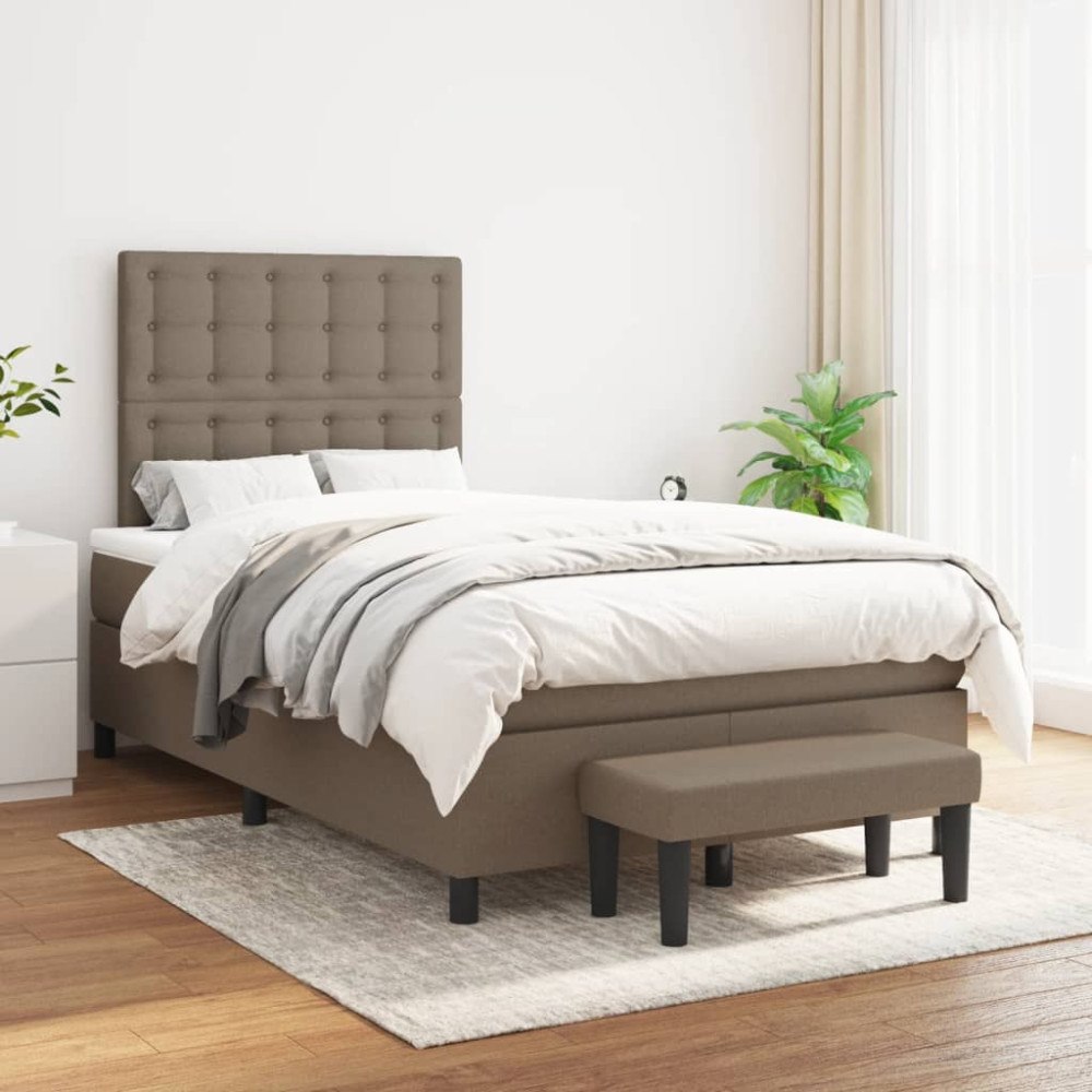 vidaXL Ramsäng med madrass taupe 120x200 cm tyg