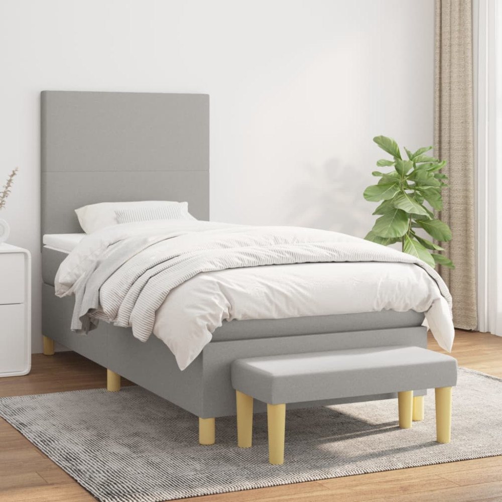 vidaXL Ramsäng med madrass ljusgrå 80x200 cm tyg