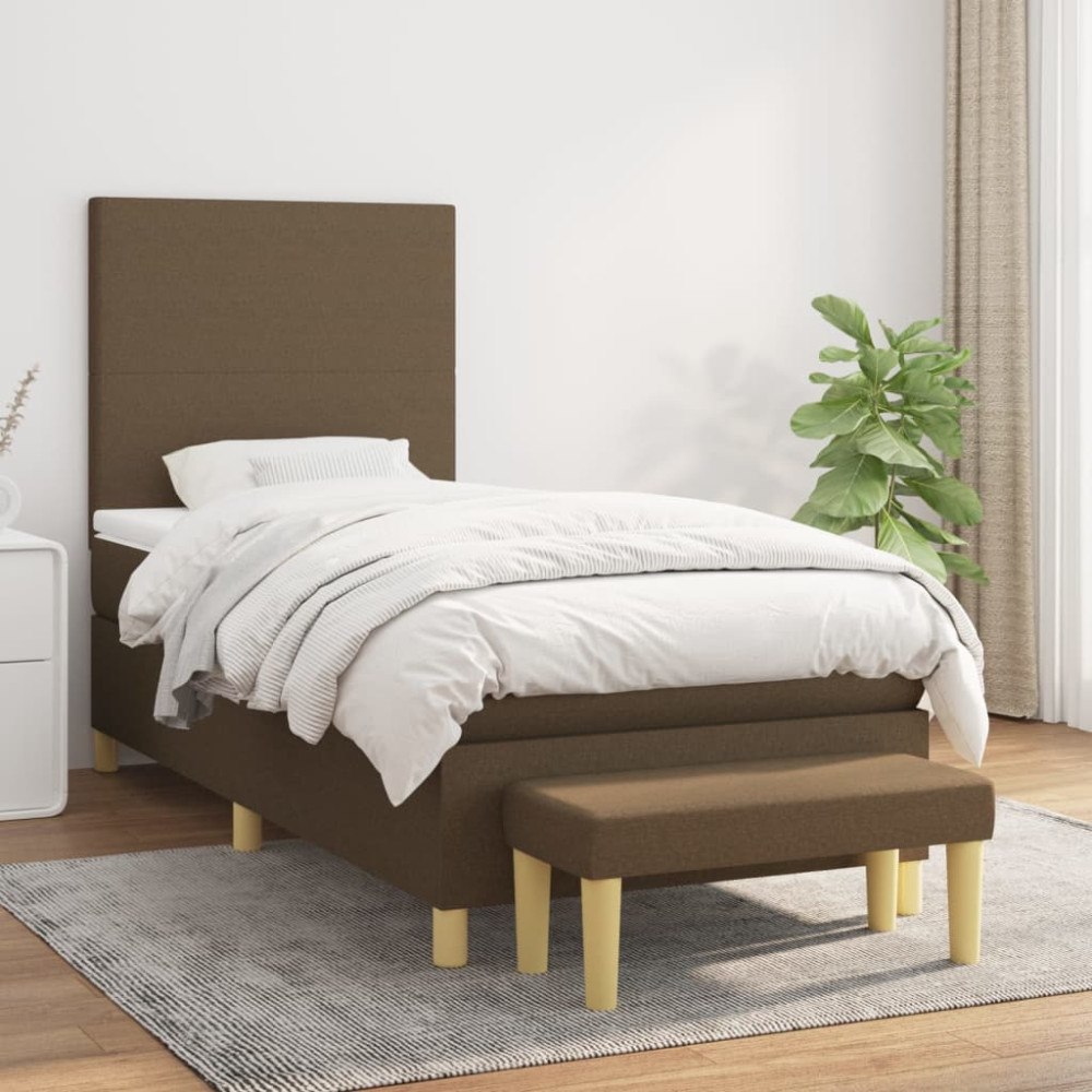 vidaXL Ramsäng med madrass mörkbrun 80x200 cm tyg