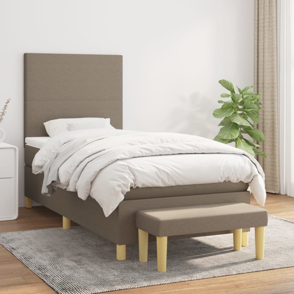 vidaXL Ramsäng med madrass taupe 100x200 cm tyg