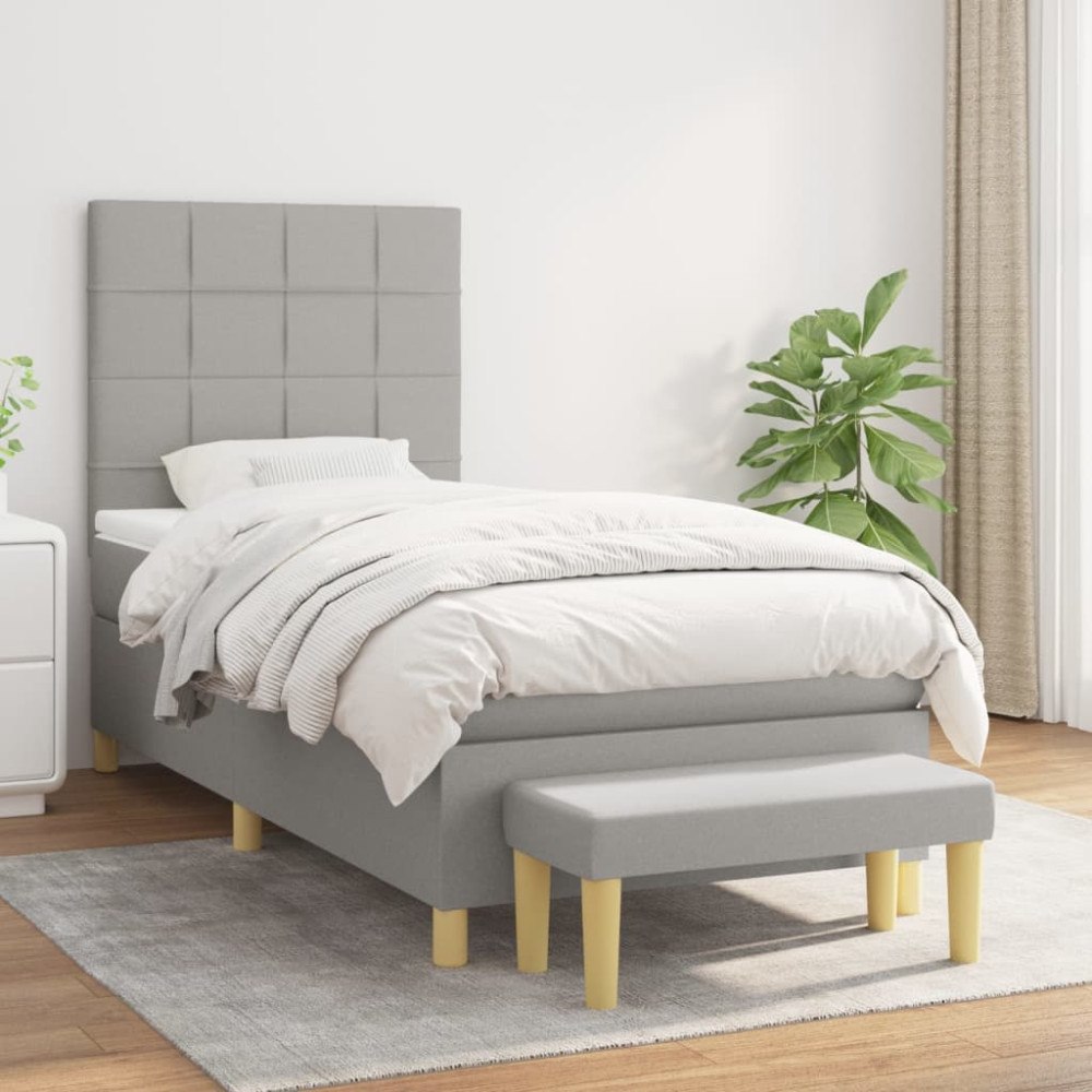 vidaXL Ramsäng med madrass ljusgrå 80x200 cm tyg