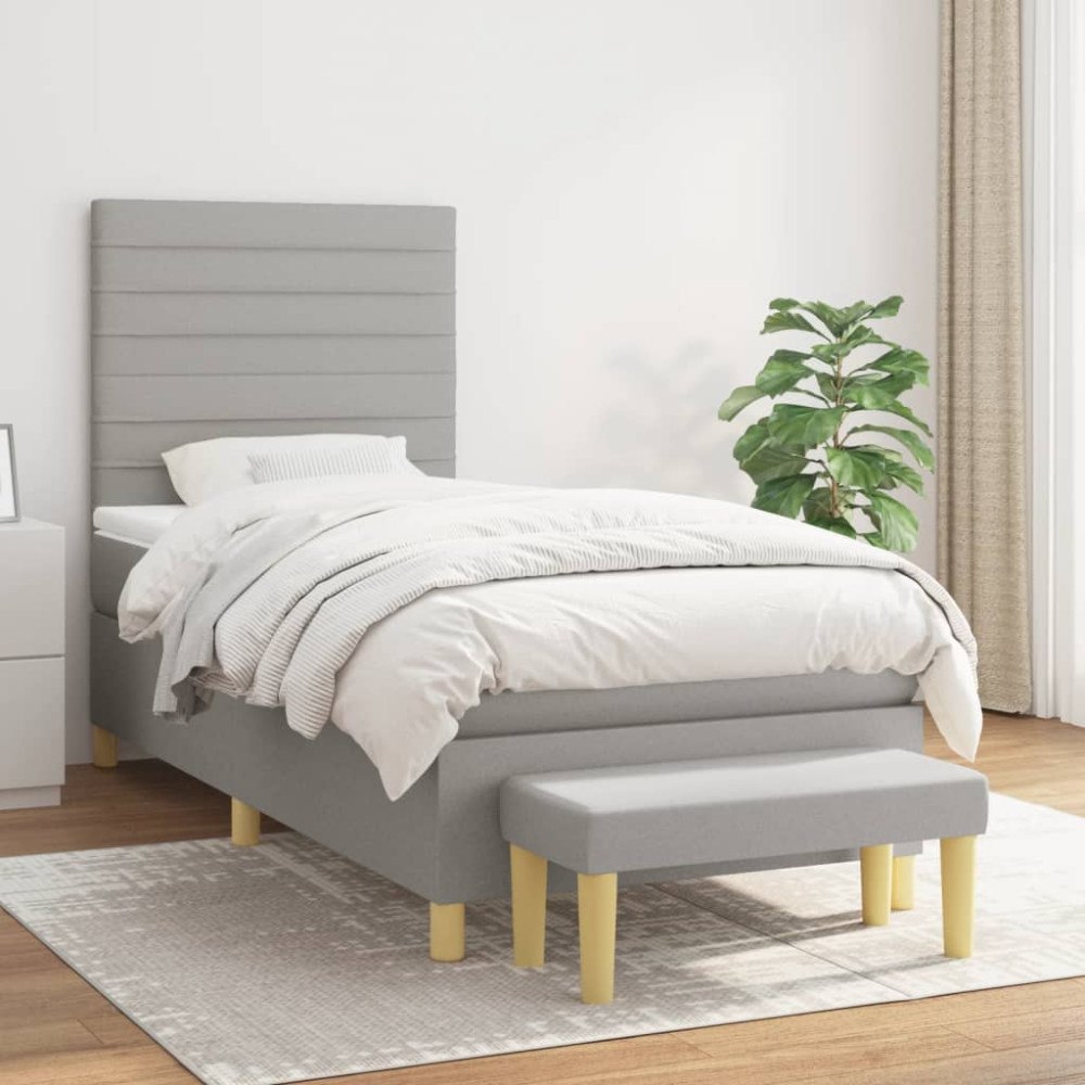 vidaXL Ramsäng med madrass ljusgrå 80x200 cm tyg