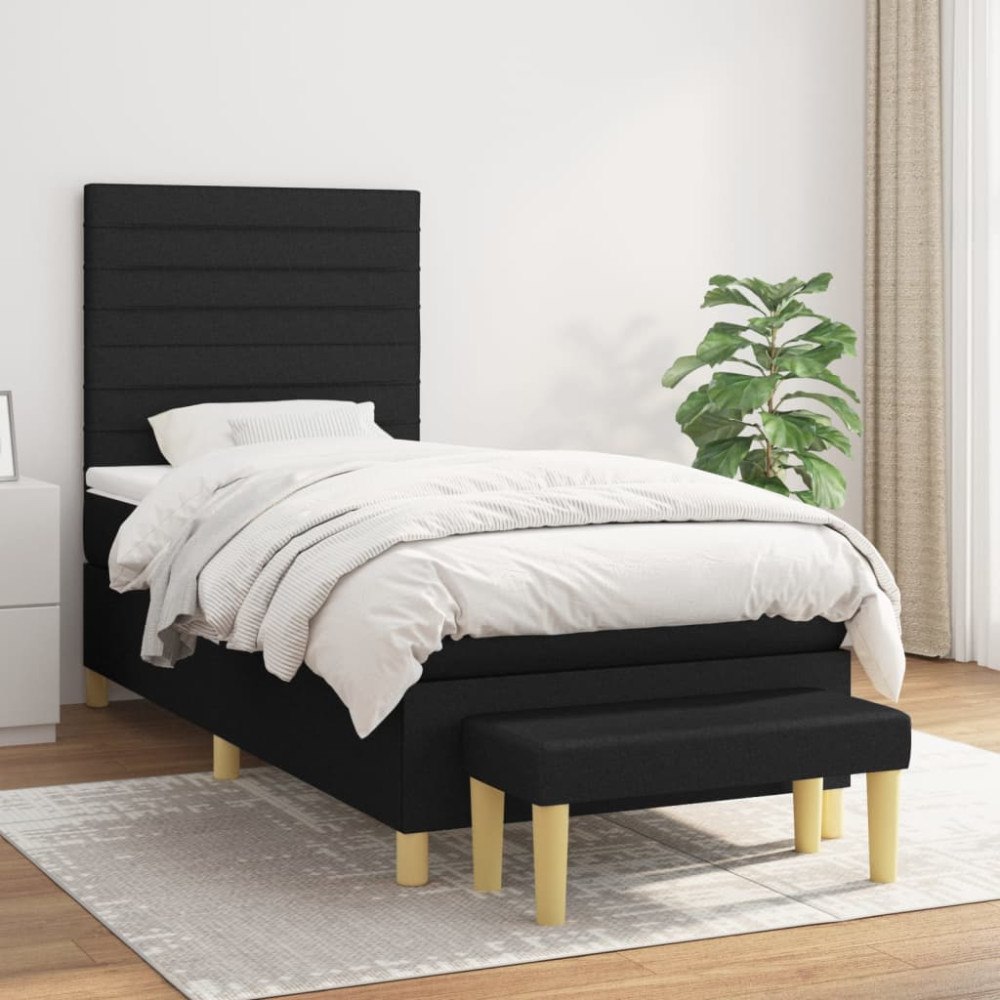 vidaXL Ramsäng med madrass svart 80x200 cm tyg