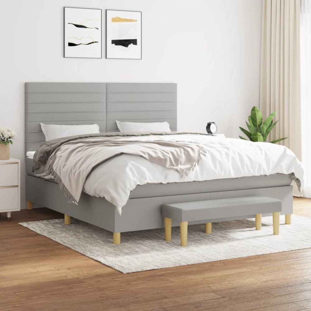 vidaXL Ramsäng med madrass ljusgrå 180x200 cm tyg