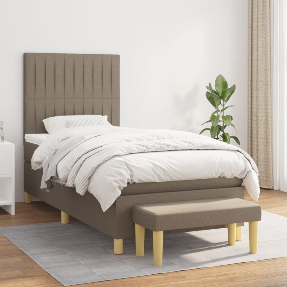 vidaXL Ramsäng med madrass taupe 100x200 cm tyg