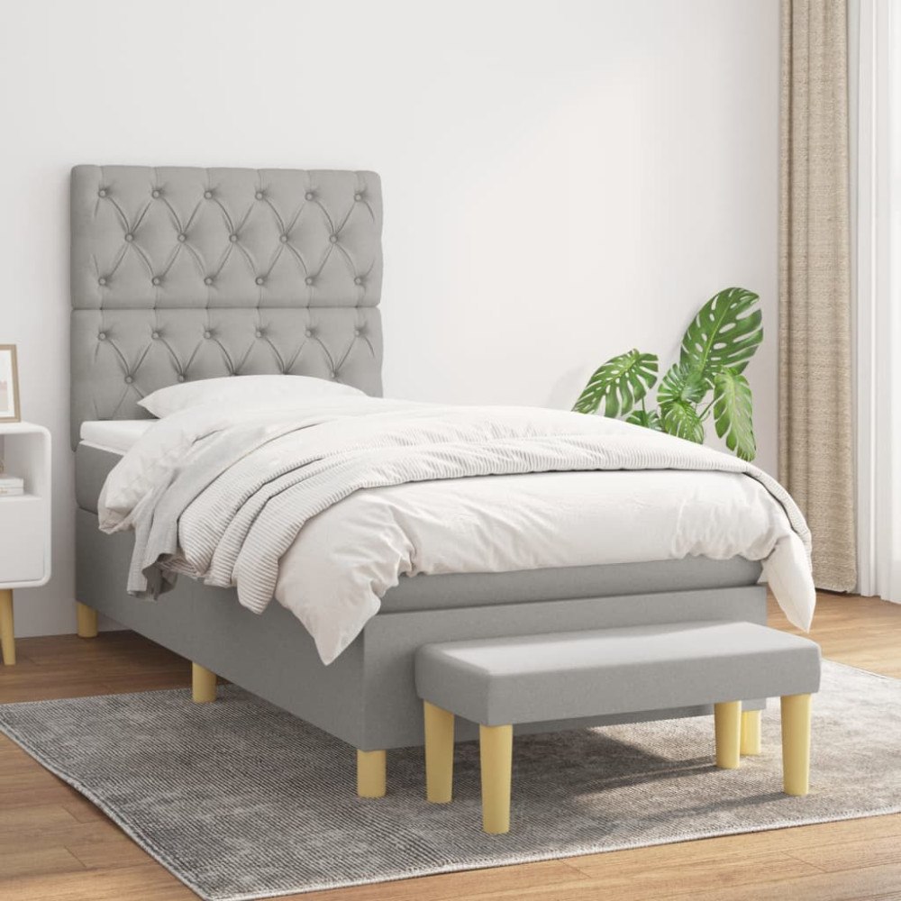 vidaXL Ramsäng med madrass ljusgrå 80x200 cm tyg