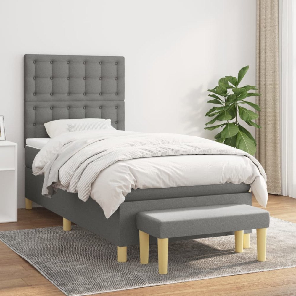vidaXL Ramsäng med madrass mörkgrå 80x200 cm tyg