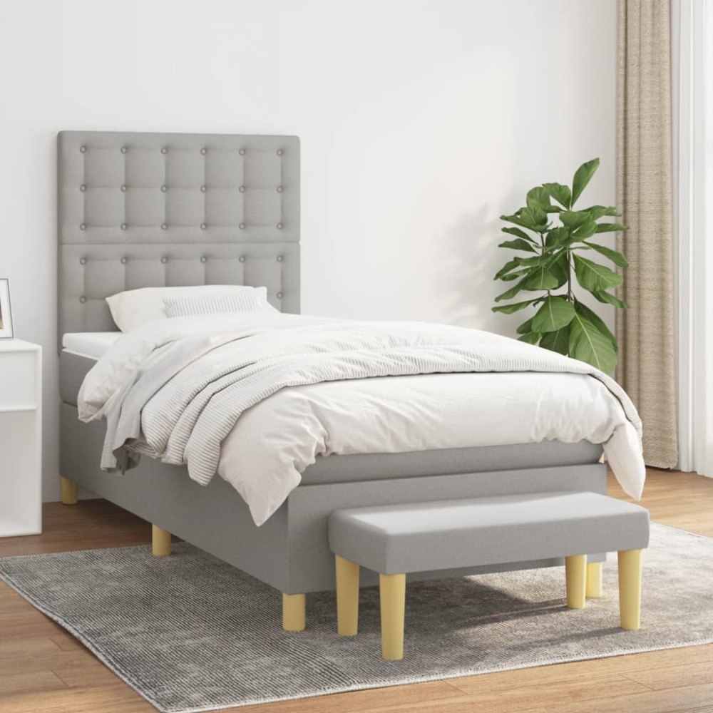 vidaXL Ramsäng med madrass ljusgrå 100x200 cm tyg