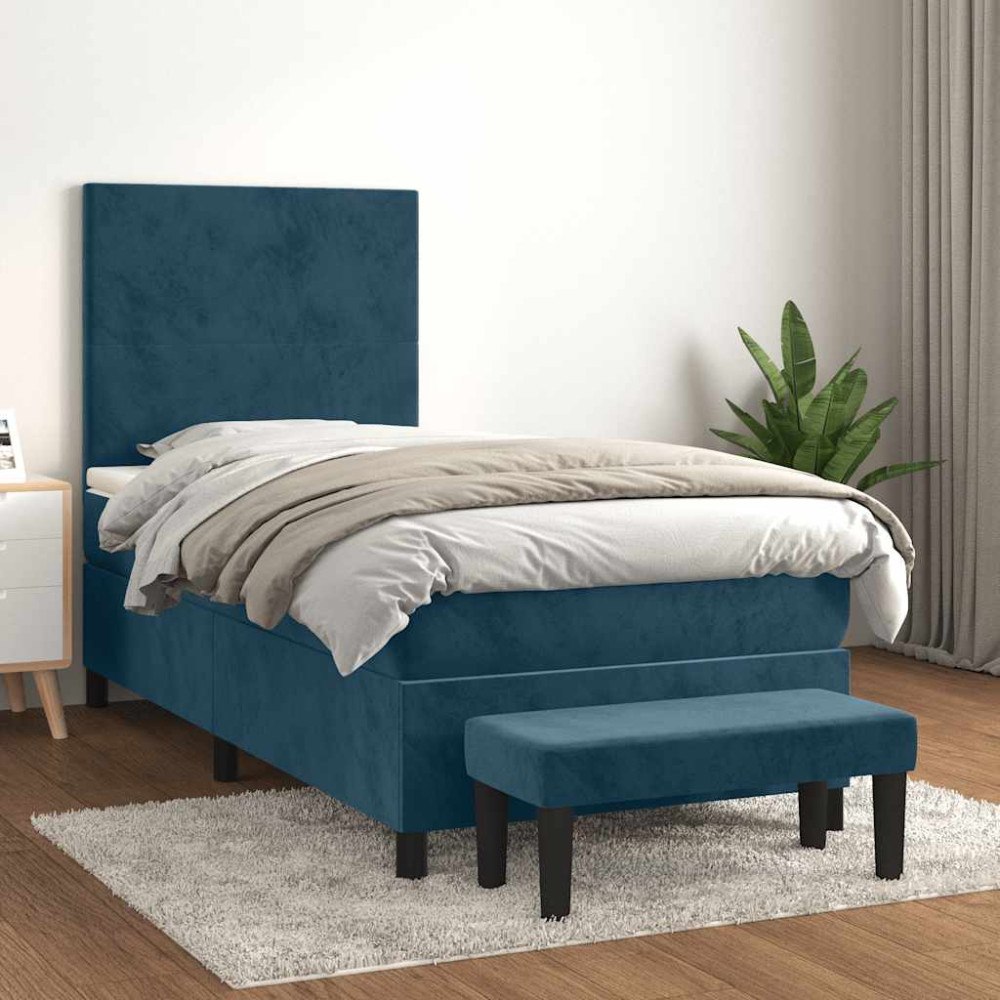 vidaXL Ramsäng med madrass mörkblå 80x200 cm sammet
