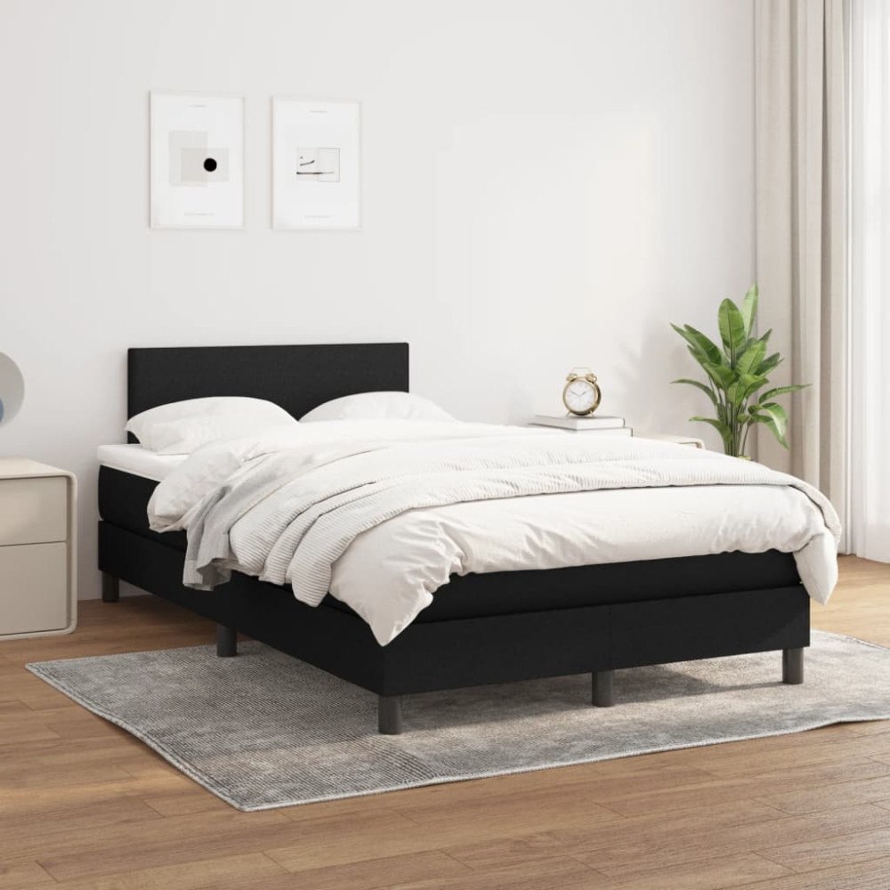 vidaXL Ramsäng med madrass svart 120x200 cm tyg