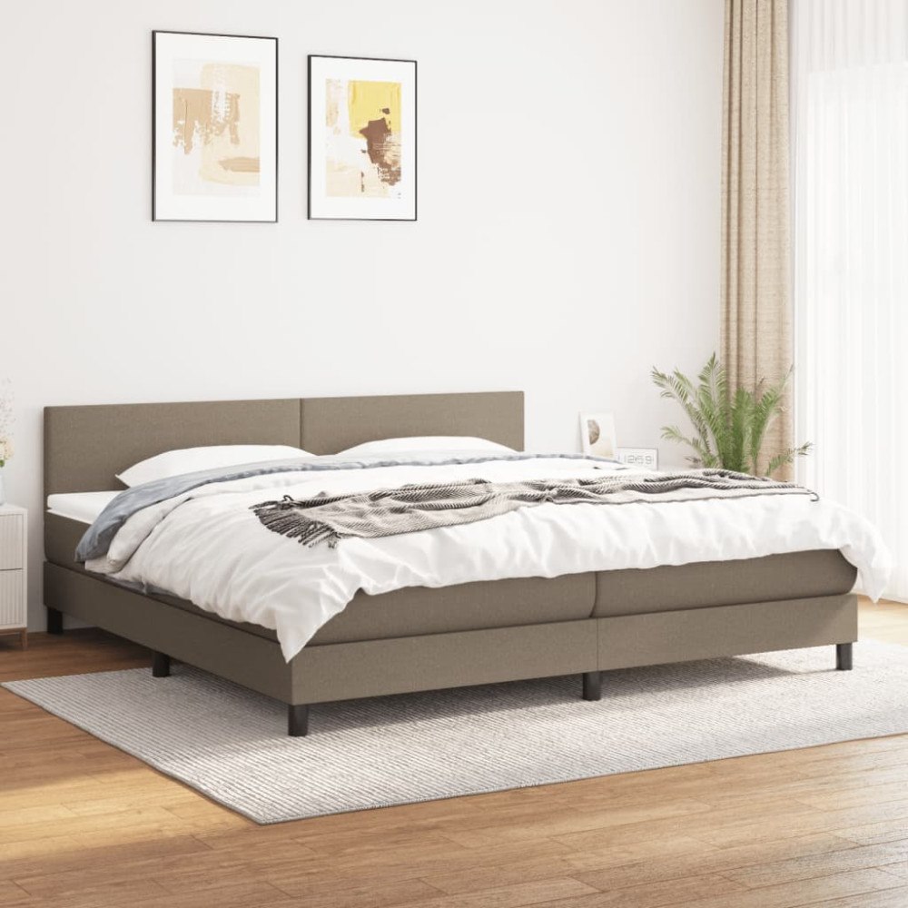 vidaXL Ramsäng med madrass taupe 200x200 cm tyg