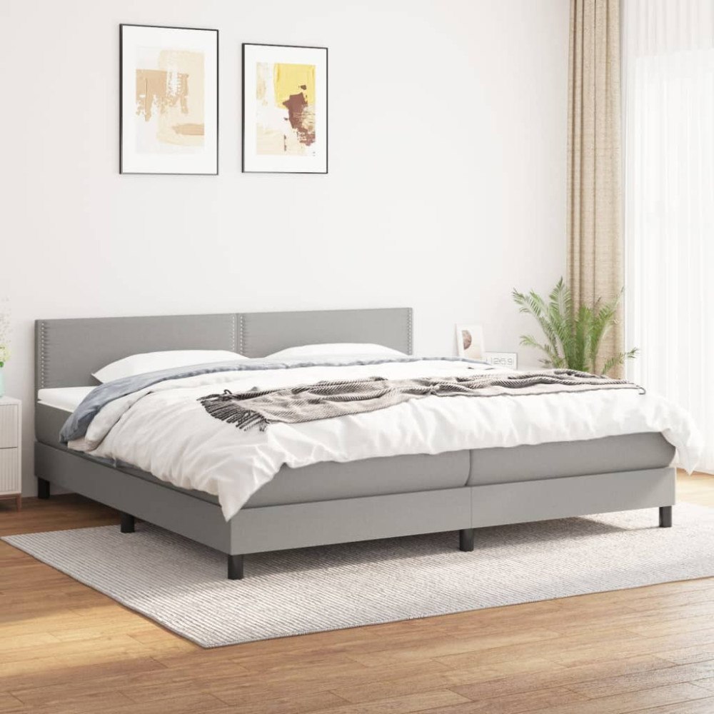 vidaXL Ramsäng med madrass ljusgrå 160x200 cm tyg