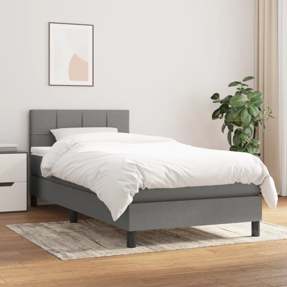 vidaXL Ramsäng med madrass mörkgrå 80x200 cm tyg