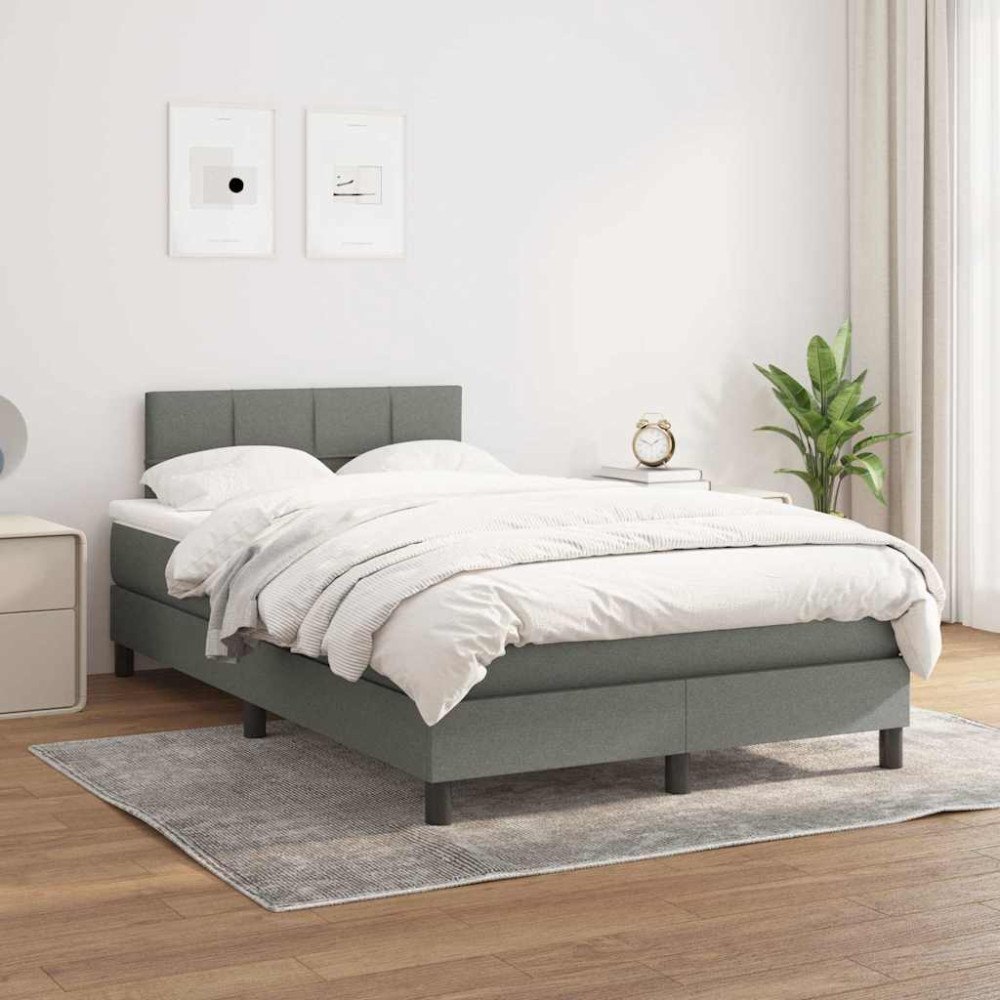 vidaXL Ramsäng med madrass mörkgrå 120x200 cm tyg