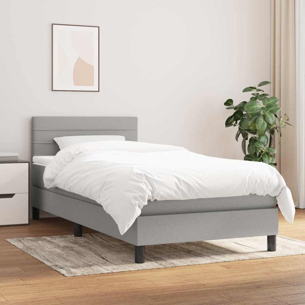 vidaXL Ramsäng med madrass ljusgrå 100x200 cm tyg