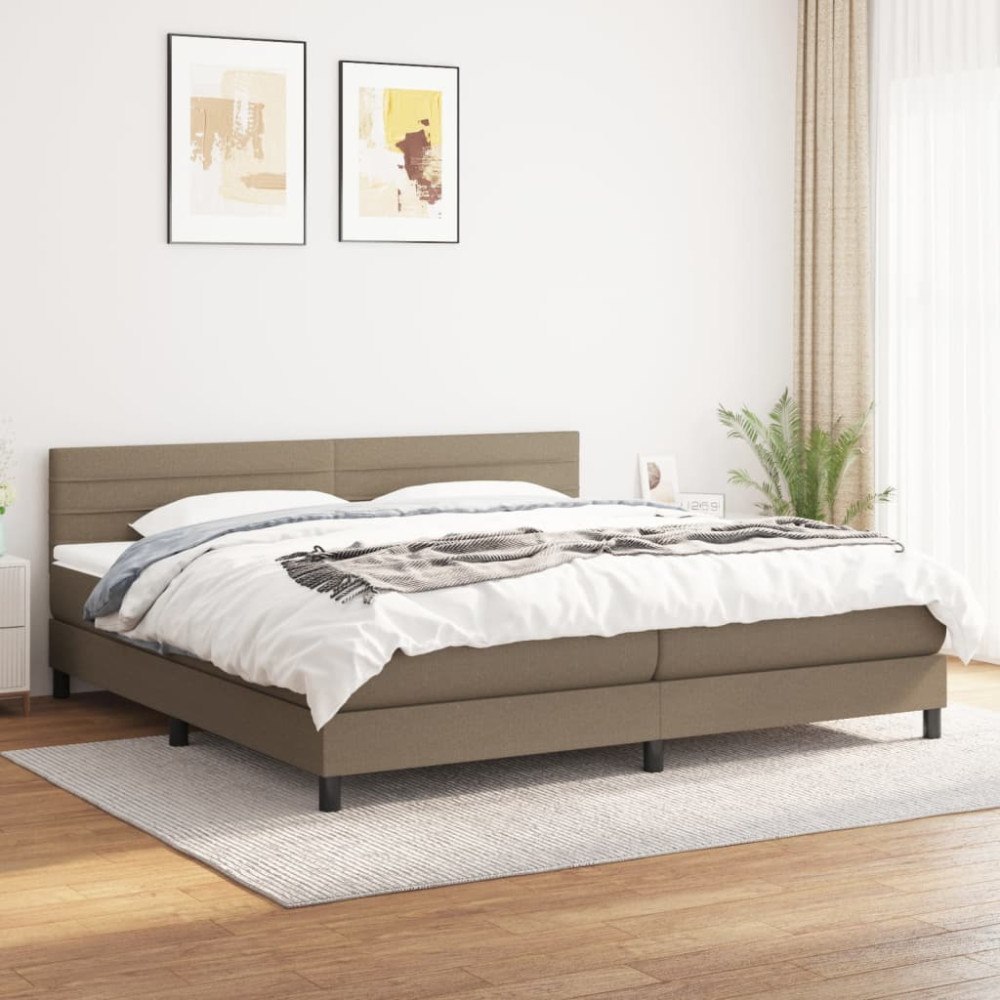 vidaXL Ramsäng med madrass taupe 200x200 cm tyg