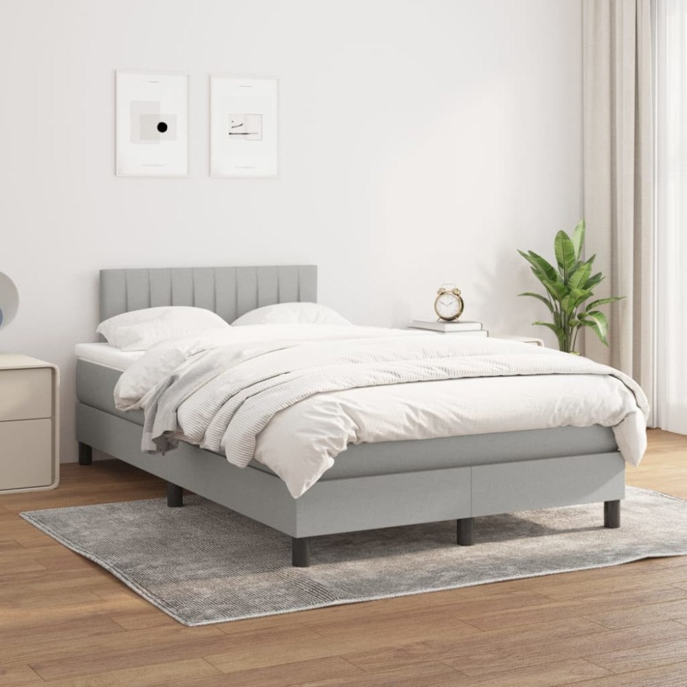 vidaXL Ramsäng med madrass ljusgrå 120x200 cm tyg