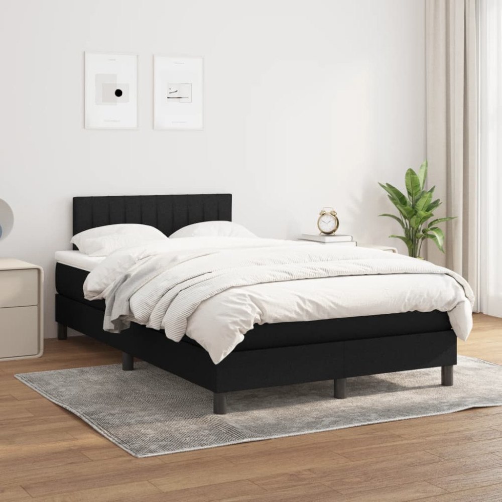 vidaXL Ramsäng med madrass svart 120x200 cm tyg