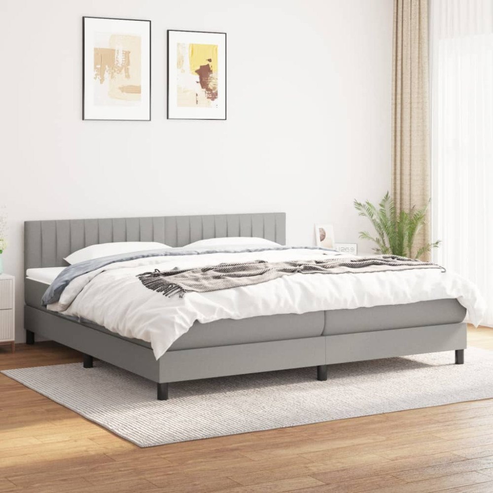 vidaXL Ramsäng med madrass ljusgrå 200x200 cm tyg