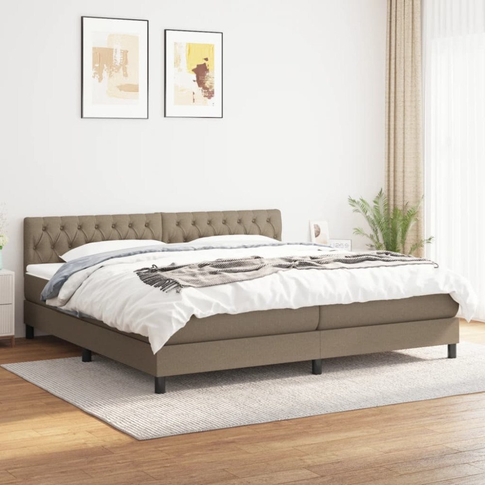 vidaXL Ramsäng med madrass taupe 200x200 cm tyg
