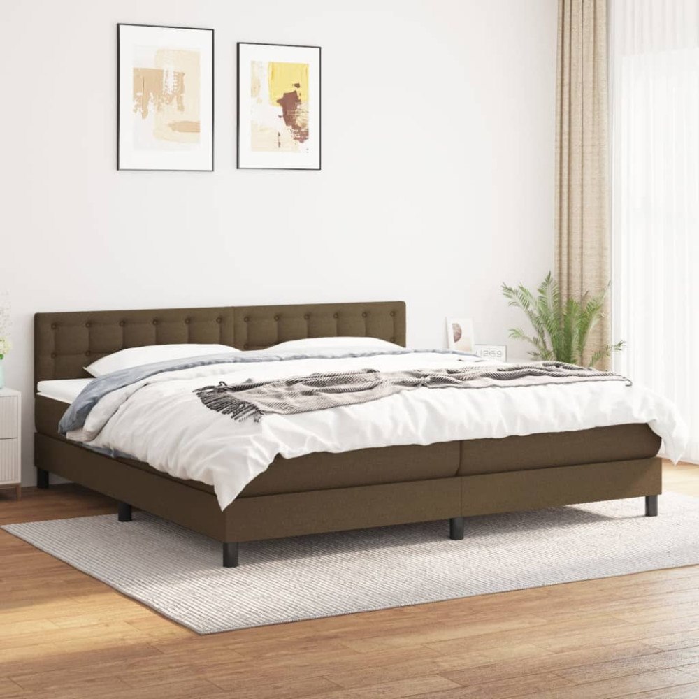 vidaXL Ramsäng med madrass mörkbrun 200x200 cm tyg