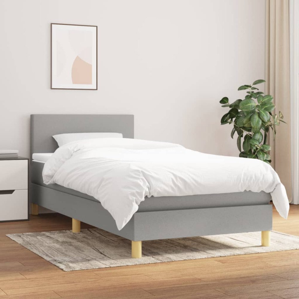 vidaXL Ramsäng med madrass ljusgrå 80x200 cm tyg