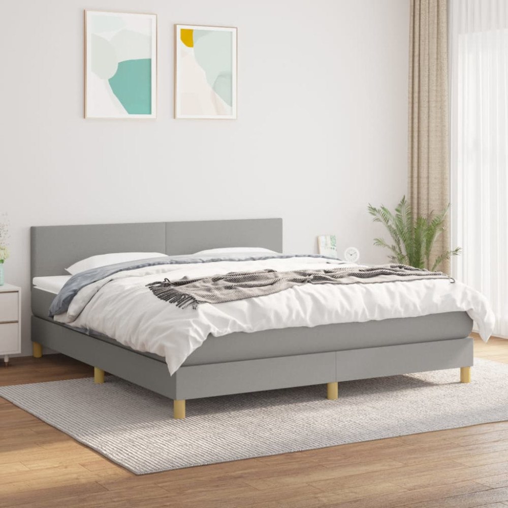 vidaXL Ramsäng med madrass ljusgrå 180x200 cm tyg