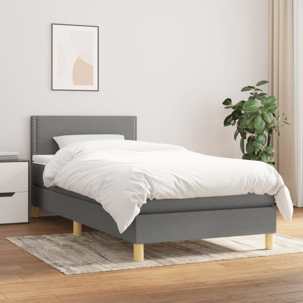 vidaXL Ramsäng med madrass mörkgrå 100x200 cm tyg