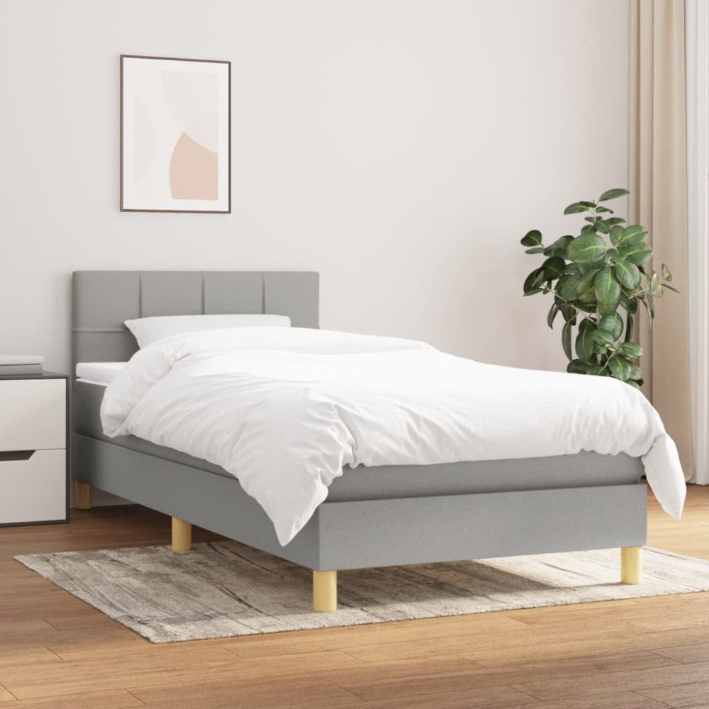 vidaXL Ramsäng med madrass ljusgrå 80x200 cm tyg