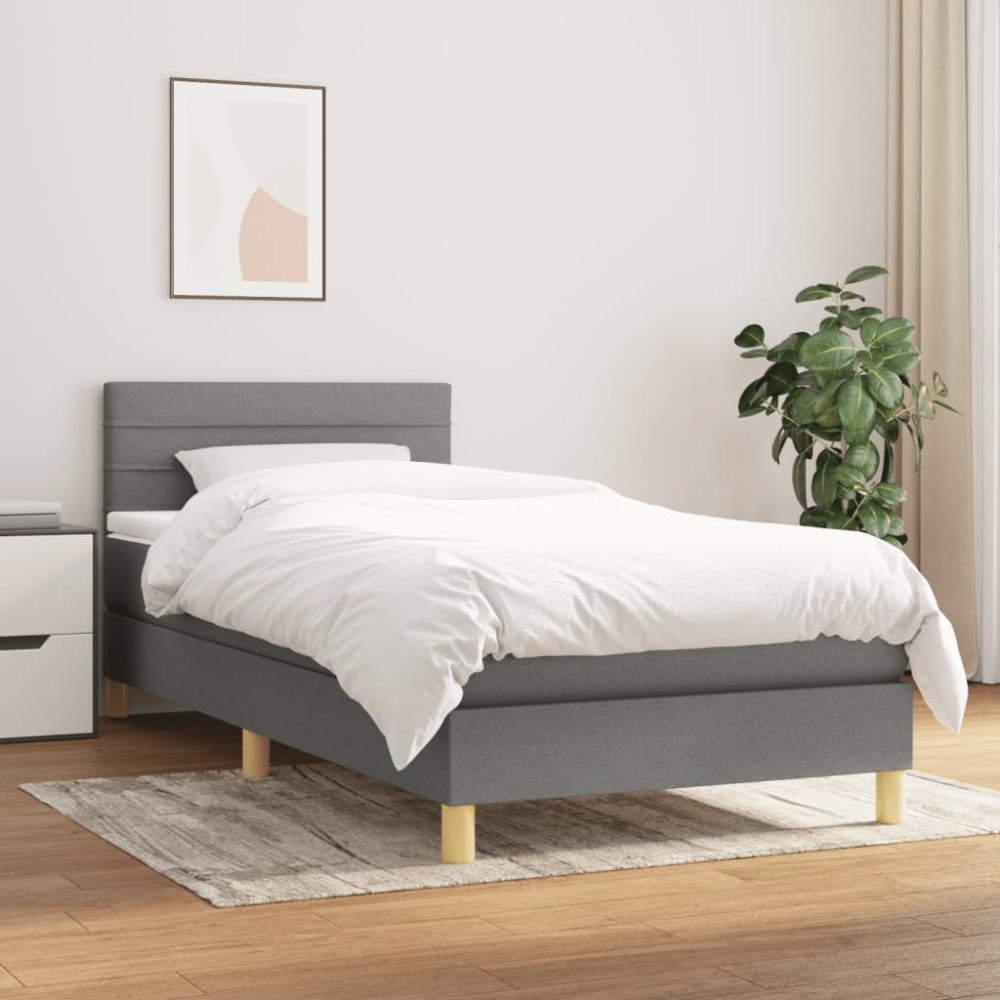 vidaXL Ramsäng med madrass mörkgrå 100x200 cm tyg