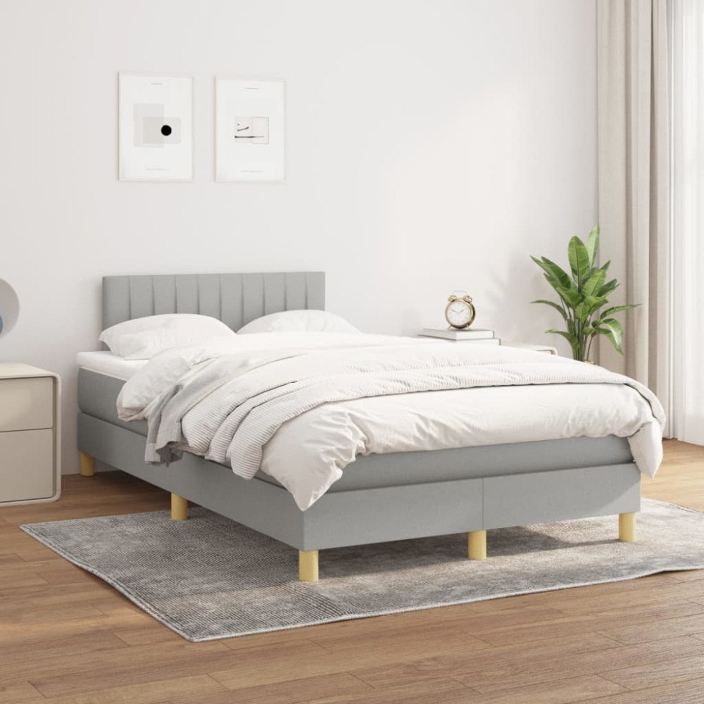 vidaXL Ramsäng med madrass ljusgrå 120x200 cm tyg