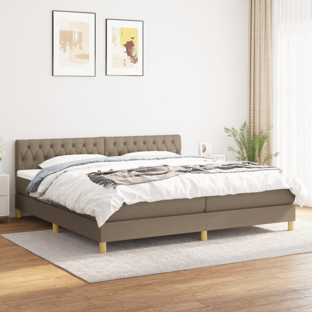 vidaXL Ramsäng med madrass taupe 200x200 cm tyg
