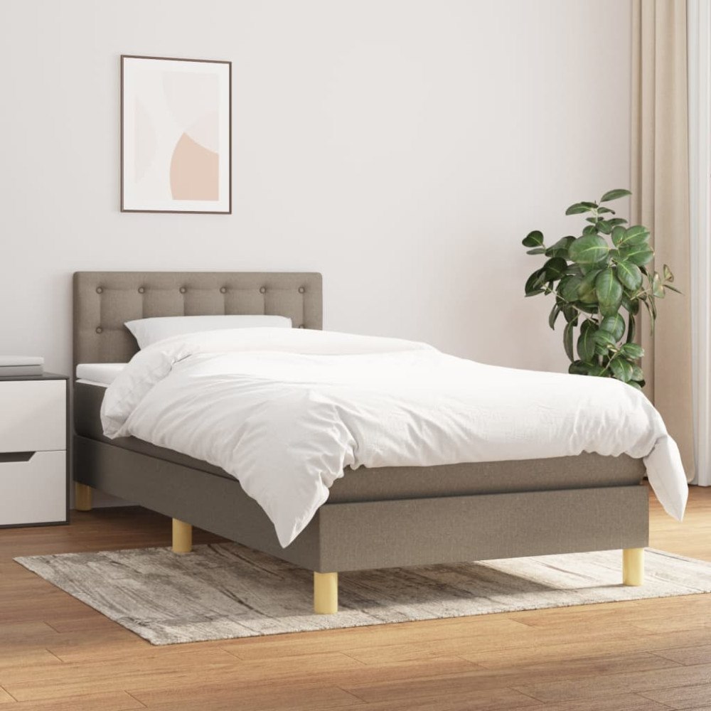 vidaXL Ramsäng med madrass taupe 90x200 cm tyg