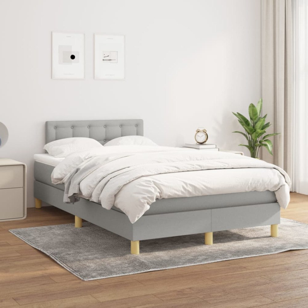 vidaXL Ramsäng med madrass ljusgrå 120x200 cm tyg