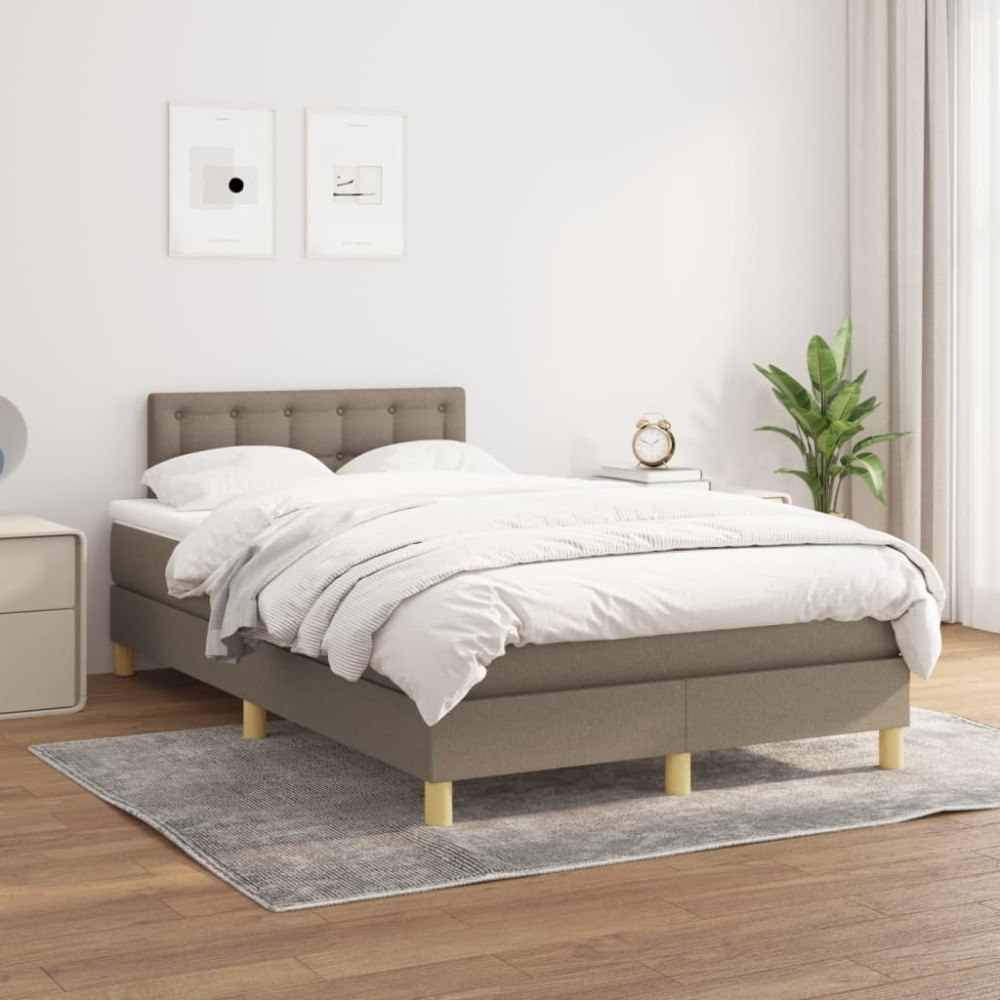 vidaXL Ramsäng med madrass taupe 120x200 cm tyg