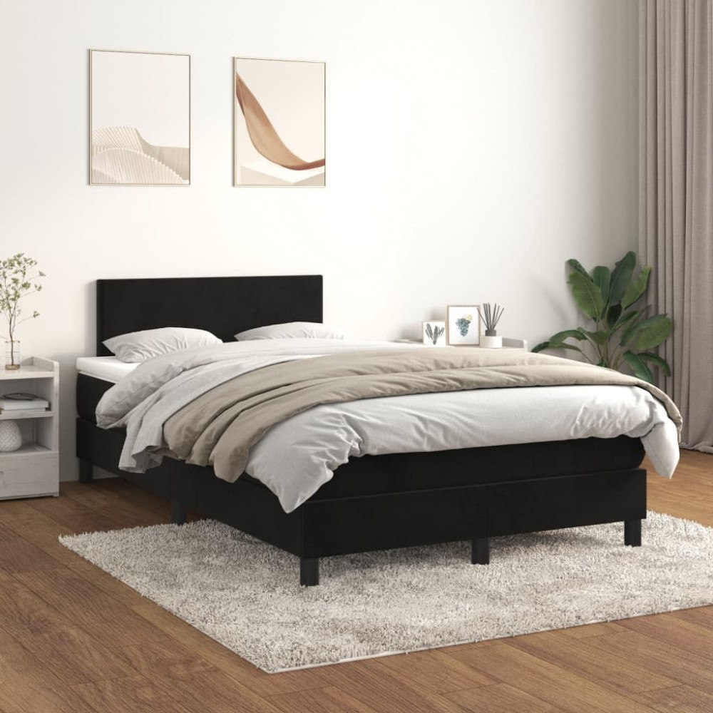 vidaXL Ramsäng med madrass svart 120x200 cm sammet