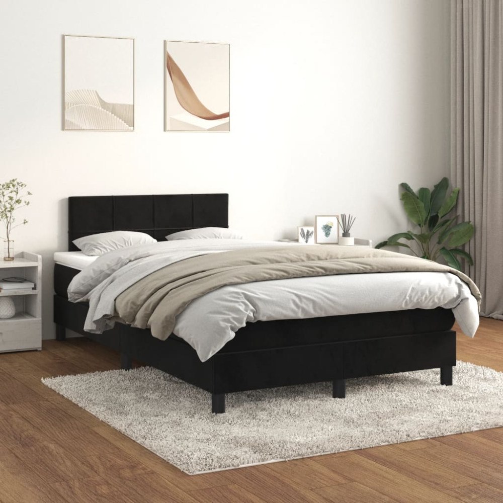 vidaXL Ramsäng med madrass svart 120x200 cm sammet