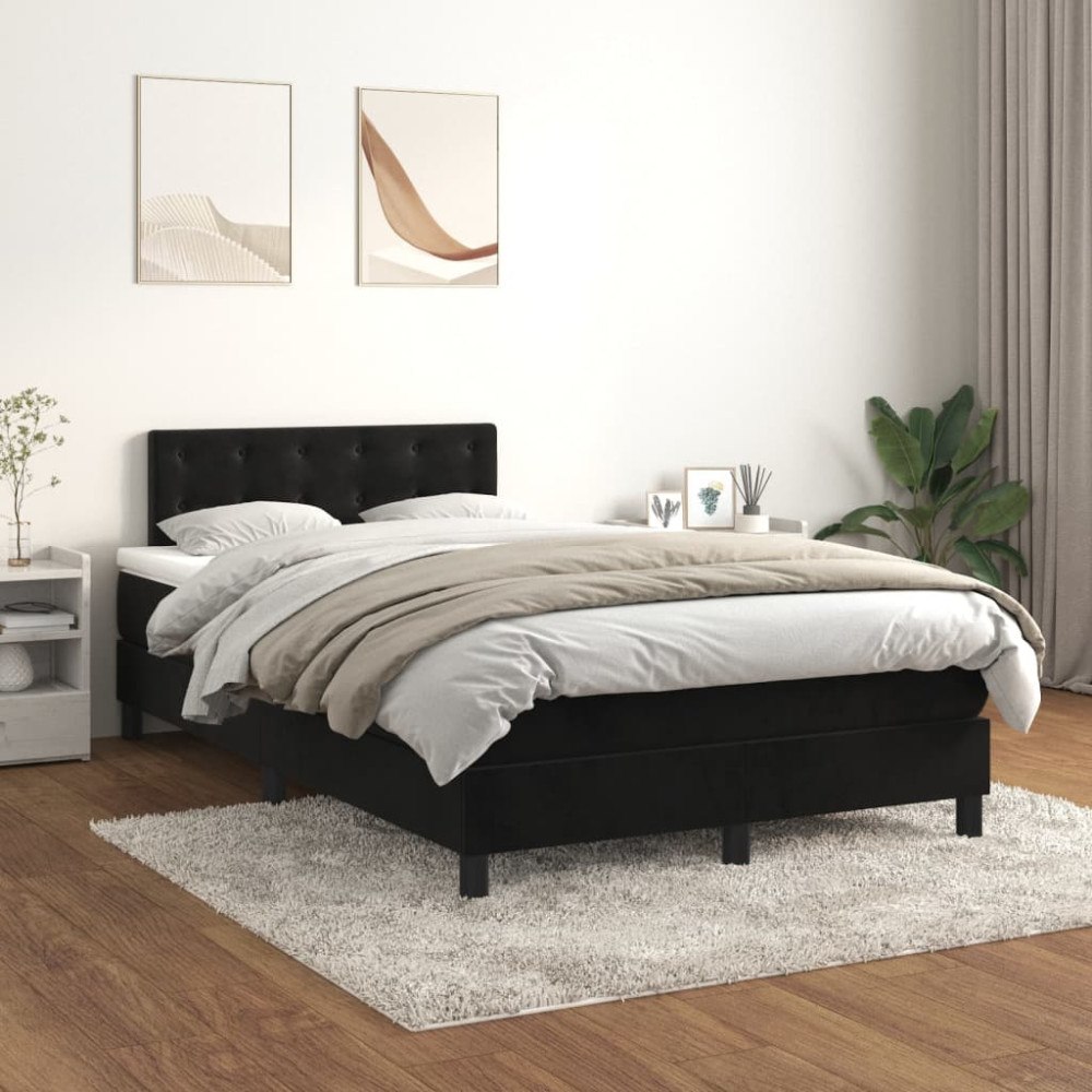 vidaXL Ramsäng med madrass svart 120x200 cm sammet