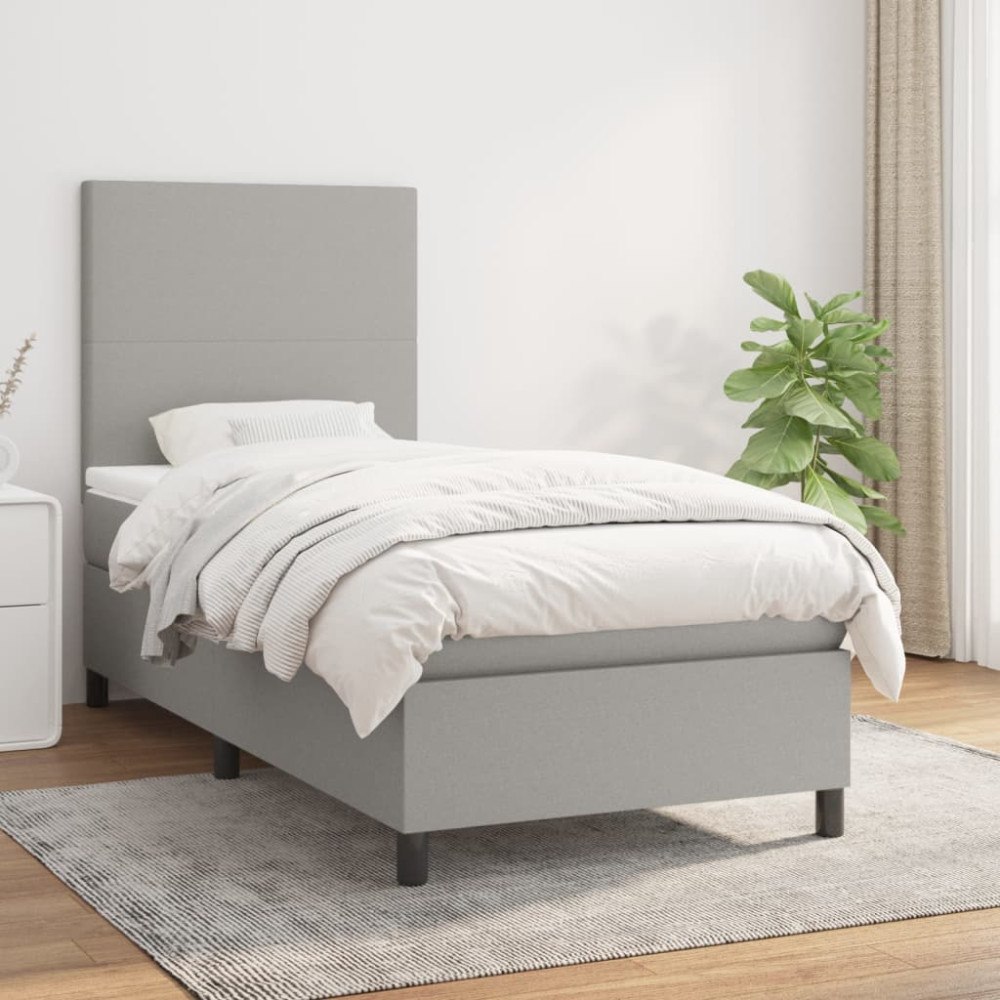 vidaXL Ramsäng med madrass ljusgrå 100x200 cm tyg