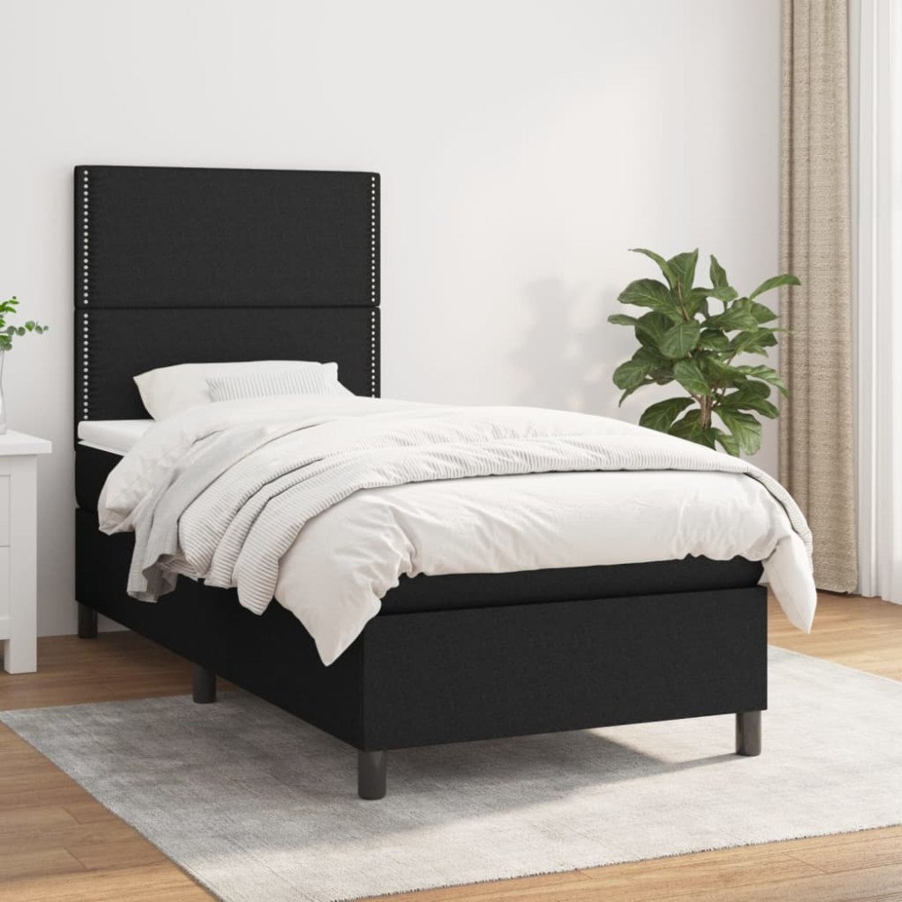 vidaXL Ramsäng med madrass svart 100x200 cm tyg