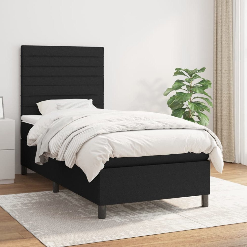vidaXL Ramsäng med madrass svart 100x200 cm tyg